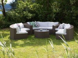 Beliani Garden Lounge Set With Table 9 Seater Severo Pe Rattan Brown - thumbnail 2