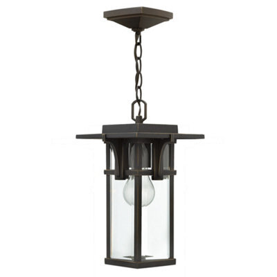 Luminosa Lighting Elstead Manhattan 1 Light Outdoor Ceiling Chain Lantern Oil Rubbed Bronze, E27 - image 1