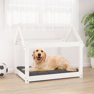 Berkfield Dog Bed White 81X60X70 Cm Solid Wood Pine - image 1