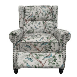 Living And Home Linen Upholstered Recliner Chair With Footrest And Adjustable Backrest - thumbnail 2
