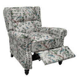 Living And Home Linen Upholstered Recliner Chair With Footrest And Adjustable Backrest - thumbnail 1