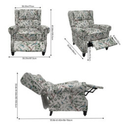 Living And Home Linen Upholstered Recliner Chair With Footrest And Adjustable Backrest - thumbnail 5