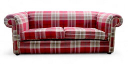 Chesterfield Tartan 1930's 3 Seater Sofa Balmoral Red Fabric In Classic Style - thumbnail 3