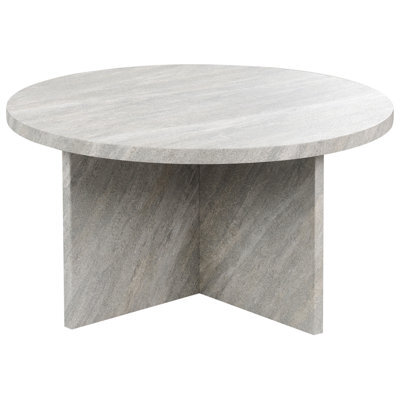 Wyld And Coco Nova Grey 80 Cm Round Coffee Table - Mdf With Stone-Like Veneer, Classic Modern - image 1