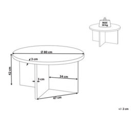 Wyld And Coco Nova Grey 80 Cm Round Coffee Table - Mdf With Stone-Like Veneer, Classic Modern - thumbnail 4