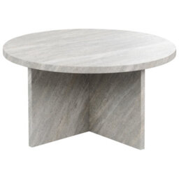 Wyld And Coco Nova Grey 80 Cm Round Coffee Table - Mdf With Stone-Like Veneer, Classic Modern - thumbnail 1