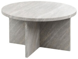Wyld And Coco Nova Grey 80 Cm Round Coffee Table - Mdf With Stone-Like Veneer, Classic Modern - thumbnail 3