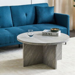 Wyld And Coco Nova Grey 80 Cm Round Coffee Table - Mdf With Stone-Like Veneer, Classic Modern - thumbnail 2