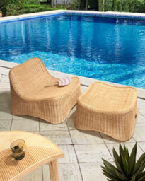 Beliani Garden Armchair With Ottoman Aigani Rattan Natural - thumbnail 2