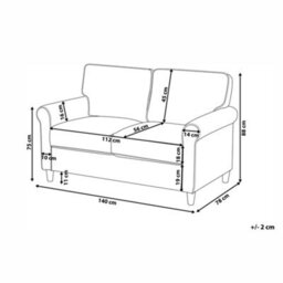 Beliani Sofa 2 Seater Ronneby Fabric Beige - thumbnail 3