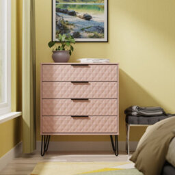 Anzio Matt Kobe Pink 4 Drawer Chest (H)907mm (W)765mm (D)395mm