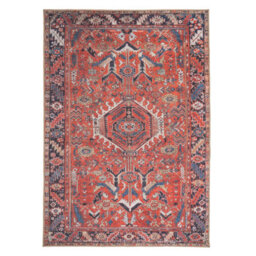 Loomed Terracotta Red Vintage Persian Inspired Washable Living Room Area Rug 80Cm X 150Cm - thumbnail 2