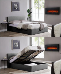 Luna 4Ft6 Double Grey Ottoman Storage Bed With Gas Lift & 15Cm Thick Memory Foam Mattress - L: 203Cm X W: 153Cm X H: 88.5Cm