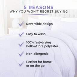 Casa Bonita Coverless Duvet With Built-In Super-Soft Peach Skin Cover - Easy Care Hollowfibre Filling - Duvet Only - Single - Lilac - thumbnail 4