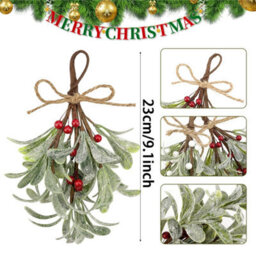 CLEFFNS 4Pcs Christmas Artificial Mistletoe Ornament With Berries Christmas Hanging Mistletoe Decorations Ornaments Bouquet - thumbnail 2