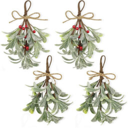 CLEFFNS 4Pcs Christmas Artificial Mistletoe Ornament With Berries Christmas Hanging Mistletoe Decorations Ornaments Bouquet - thumbnail 1