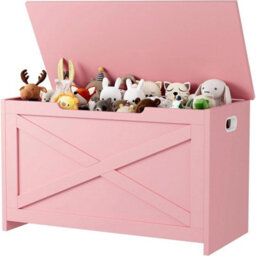 Storage Chest Wooden Storage Bench Blanket Storage Box Toy Chest W/safety Hinge - thumbnail 1