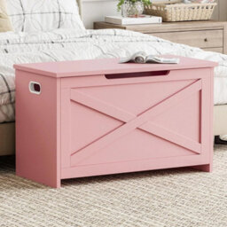 Storage Chest Wooden Storage Bench Blanket Storage Box Toy Chest W/safety Hinge - thumbnail 4