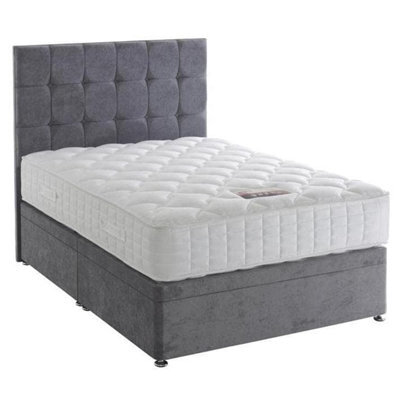 Divan Base Direct Dura Bed Vermont 1000 Pocket Sprung Divan Bed Set 4Ft6 Double Large End Drawer- Wool Clay - image 1