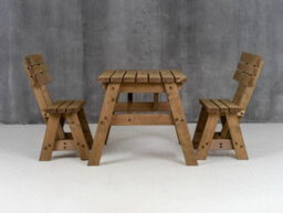 Arbor Garden Solutions Victoria Wooden Picnic Bench And Table Set, Space-Saving Outdoor Dining Set With Backrest (4Ft, Rustic Brown) - thumbnail 4