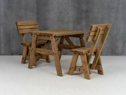 Arbor Garden Solutions Victoria Wooden Picnic Bench And Table Set, Space-Saving Outdoor Dining Set With Backrest (4Ft, Rustic Brown) - thumbnail 6
