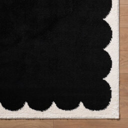 Livabliss Fossay Shaggy-Washable Black Cream Modern High Pile Living Bedroom Rug 160 X 213 Cm Easy Care, Non Shedding - thumbnail 8