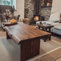 L100Xw60Xh35Cm Lina Chunky Live / Waney Edge Coffee Table In Walnut Colour - thumbnail 2