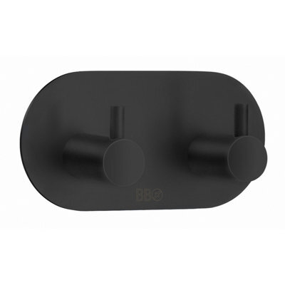 Beslagsboden - Double Towel Hook. Black Stainless Steel. Self-Adhesive. - image 1
