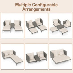 Outdoor Pe Rattan Furniture Set With Soft Cushions - thumbnail 5
