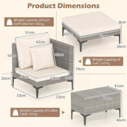 Outdoor Pe Rattan Furniture Set With Soft Cushions - thumbnail 2