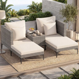 Outdoor Pe Rattan Furniture Set With Soft Cushions - thumbnail 3