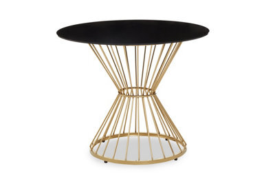 Orsina Luxe Hourglass Dining Table With Black Glass And Gold Base,stylish Lounge Table, Patio Table, Kitchen Table - image 1