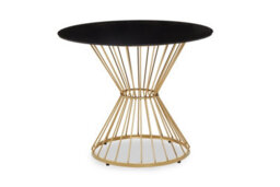 Orsina Luxe Hourglass Dining Table With Black Glass And Gold Base,stylish Lounge Table, Patio Table, Kitchen Table