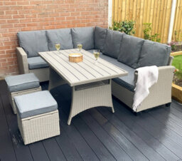 Outdoor Living (NW) Ltd The York 8 Seat Grey Rattan Corner Sofa Dining Set - thumbnail 2