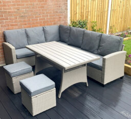 Outdoor Living (NW) Ltd The York 8 Seat Grey Rattan Corner Sofa Dining Set - thumbnail 7