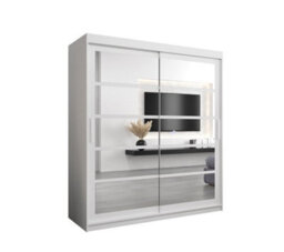 Arte Roma Ii White Elegant Sliding Door Wardrobe H2000mm W1800mm D620mm With Mirrored Panels And Silver Handles - thumbnail 1