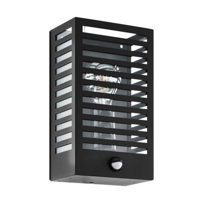 Eglo Alamonte 3 Black Steel Caged Ip44 Outdoor Wall Light, (D) 10Cm - image 1