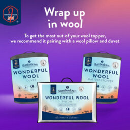 Slumberdown Wool Mattress Topper King 100% British Wool, Temperature Regulating, 150X200Cm Luxury Cotton Cover - thumbnail 9