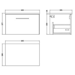 Dezine Avon 600mm Satin Green Wall Hung Vanity Unit, Mdf Satin Green Worktop - thumbnail 2