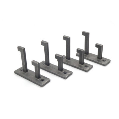 Oakcrafts - Antique Cast Iron Art Deco Double Coat Hooks - 80mm X 60mm Pack Of 4 - image 1