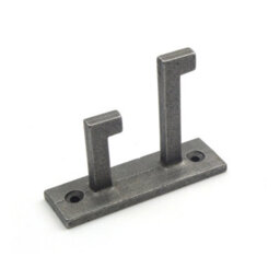 Oakcrafts - Antique Cast Iron Art Deco Double Coat Hooks - 80mm X 60mm Pack Of 4 - thumbnail 2