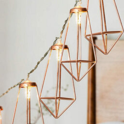 Globrite Diamond String Lights - 20 Led, Rose Gold - Geometric Metal Fairy Lights Warm White Lantern String For Home Décor - thumbnail 3