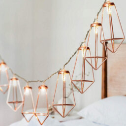 Globrite Diamond String Lights - 20 Led, Rose Gold - Geometric Metal Fairy Lights Warm White Lantern String For Home Décor