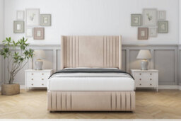 "Sloomy Camden Sand Naples Divan Bed Base 2 Drawers Foot-End-54"" Wingback Headboard12""-Footboard 4' Small Double" - thumbnail 2