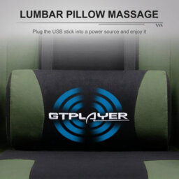 Luckracer Fabric Gaming Chair, Massage Ergonomic Computer Chair With Footrest, Lumbar Support, Home Office Pc Racing Chairs, Green - thumbnail 8