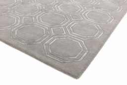Silver Wool Handmade Luxurious Modern Geometric Rug Easy To Clean Living Room And Bedroom-160Cm X 230Cm - thumbnail 2