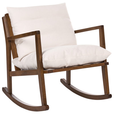 Beliani Rocking Chair Kjevik Wood Brown/ Light Beige - image 1