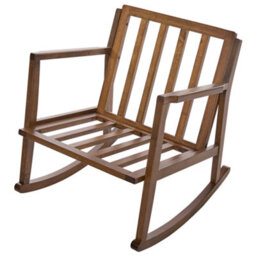 Beliani Rocking Chair Kjevik Wood Brown/ Light Beige - thumbnail 7