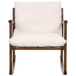 Beliani Rocking Chair Kjevik Wood Brown/ Light Beige - thumbnail 4