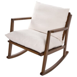 Beliani Rocking Chair Kjevik Wood Brown/ Light Beige - thumbnail 6